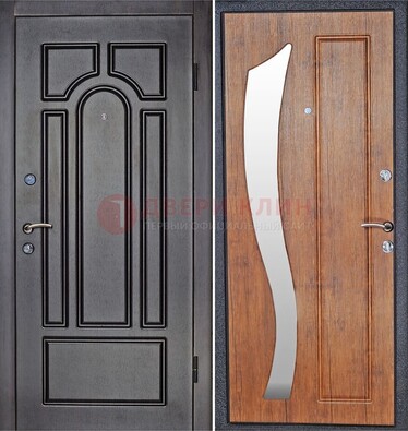 Темная железная дверь с зеркалом ДЗ-35 в Ставрополе