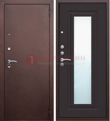Коричневая металлическая дверь с зеркалом ДЗ-43 в Ставрополе
