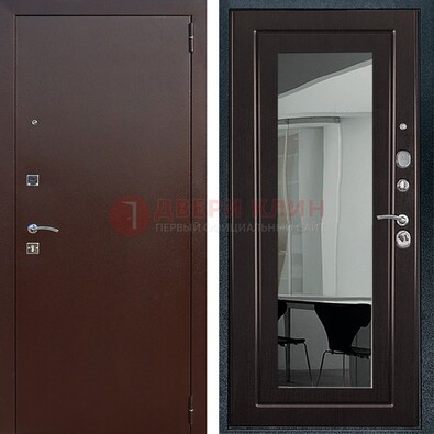 Металлическая дверь с порошковым напылением с МДФ и зеркалом ДЗ-61 в Ставрополе