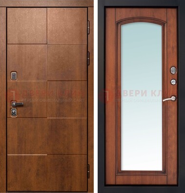 Белая филенчатая дверь с фрезерованной МДФ и зеркалом ДЗ-81 в Ставрополе