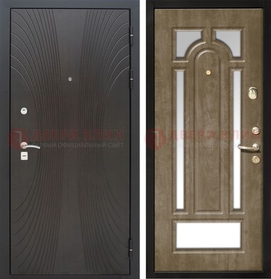 Темная металлическая дверь МДФ с различными зеркальными вставками внутри ДЗ-82 в Ставрополе