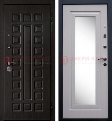 Черная филенчатая металлическая дверь МДФ с зеркалом ДЗ-83 в Ставрополе